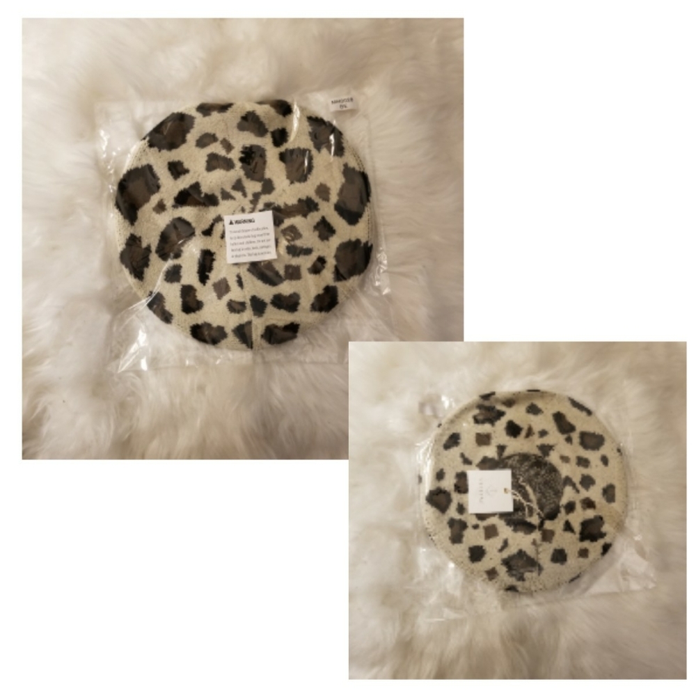 Wool beret in leopard print - Picture 2 of 2